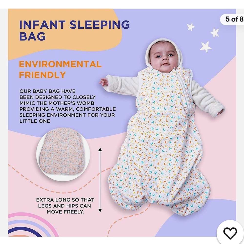 Baby Sleep Sack and Baby Bib with 100% Cotton Material 0-6 months - Picture 2 of 7